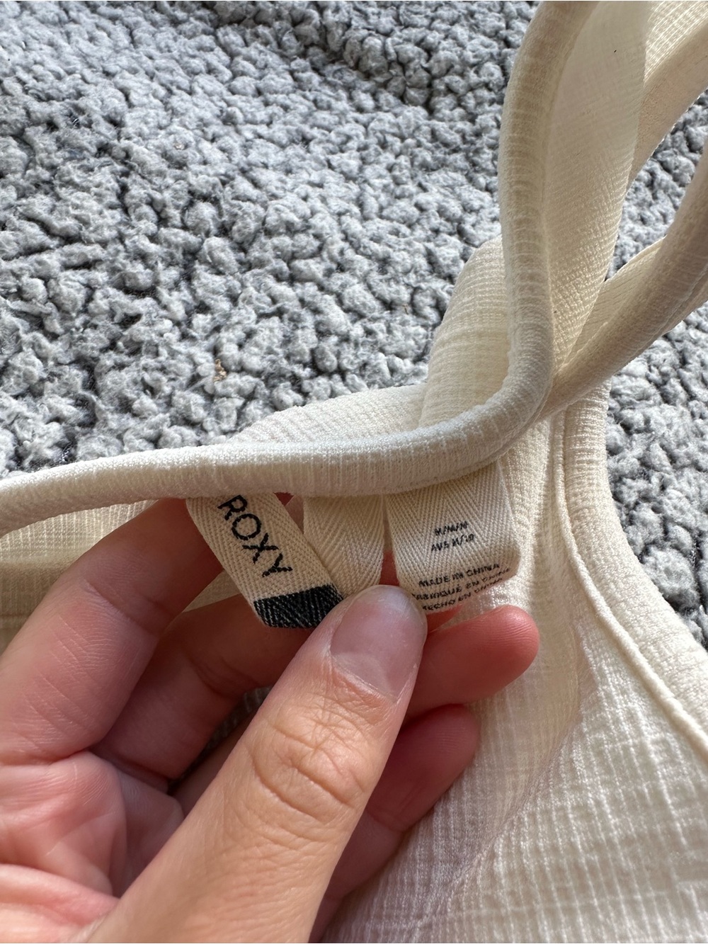 Roxy White Ribbed Cropped Tank with Crossback - Picture 3 of 3